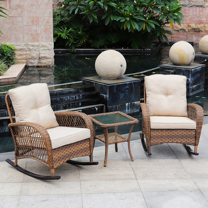 August Grove® Kaeden Wicker 2 Person Outdoor Seating Group with